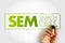 SEM Search Engine Marketing - Internet marketing that involves the promotion of websites by increasing their visibility in search