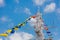 Semaphore sea flags on rope of a boat