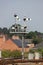 Semaphore signal gantry at Shrewsbury station