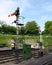 Semaphore signals on the heritage railway of the Watercress Line, Hampshire UK 