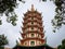 Semarang, Indonesia - December 3, 2017 : View of Pagoda Avalokitesvara at Vihara Buddhagaya Watugong. Vihara Buddhagaya is