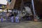 Sembawang, Singapore - Mar 2 2013: Sembawang ship yard workers changing stern azipod thrusters for offshore vessel