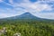 Semeru mountain with residential houses at morning