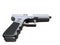 Semi - automatic modern tactical handgun - black chrome - top down view