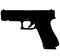 Semi caliber 9 mm GLOCK 17 Gen5 handgun, pistols for police and army, special forces. Realistic silhouette