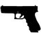 Semi caliber 9 mm GLOCK 22 G22 9 mm Standard 40 handgun, pistols for police and army, special forces. Realistic silhouette