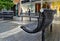 Semi circle shaped steel bench in Windsor