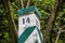 Semi fallen wooden border pillar in national park Skolivski beskidy, Lviv region, Ukraine