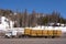 A semi hauling straw in the springtime