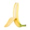 Semi-opened spotless fresh banana over white