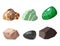 Semi precious gemstones stones and mineral stone isolated dice colorful shiny crystalline vector illustration