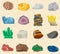 Semi precious mineral stones and gemstones isolated colorful shiny gemstone. Mineral jewelry material agate mineral