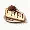 Semi-realistic Chocolate Cheesecake Illustration On White Background