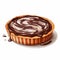 Semi-realistic Chocolate Swirl Pie On White Background