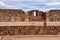 Semi-subterranean temple with the Ponce monolith visible in the Kalisasaya gateway. Tiwanaku archaeological site, La Paz, Bolivia