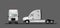 Semi-trailer tractor, American version. Car for the delivery of semi-trailers with loads. Vector