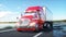 Semi trailer, Truck on the road, highway. Transports, logistics concept. 3d rendering.