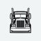 Semi truck 18 wheeler trucker silhouette front view vector isolated