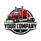 Semi truck circle emblem ready made logo