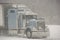 Semi-Truck driving in a blizzard