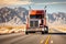 a semi truck driving down a road in the desert. Generative Ai