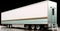 A semi truck with a large trailer on the back. Generative AI image.