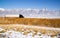 Semi Truck Speeding down Utah Highway Winter Wasatch Mountains