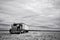 A semi truck and trailer parked in a harvested field