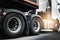 Semi truck trailer parking. Big a truck wheels and tires. Road freight cargo truck transportation