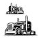 Semi truck vector isolated image. 18 wheeler vector isolated