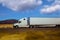 Semi Trucks on the Nevada Highway, USA. Trucking in Nevada , USA