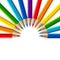 Semicircle of rainbow colored pencils with