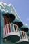 Semicircular balconies. The house in the Caribbean.