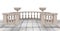 Semicircular balustrade with vases  -  illustration 3D rendering