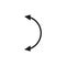 Semicircular curved thin long double ended arrow. Vector drawing.