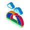 Semicircular hill ladder rainbow isometric icon vector illustration