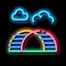 semicircular hill ladder rainbow neon glow icon illustration