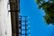 Semicircular metal pompier ladder on the facade of the building