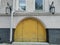 A semicircular old door in the house