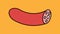 Semicircular sausage on an orange background, vector illustration. meat sausage with bacon. salami for a snack for beer, meat