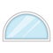 Semicircular window frame icon, cartoon style