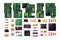 Semiconductor circuit boards. Hardware computer components microchip diodes motherboard microprocessor electronic