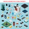 Semiconductor Electronic Components Isometric Icon Set