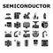 Semiconductor Manufacturing Plant Icons Set Vector