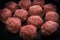 Semifinished. Frozen Meatballs. Preparation for cooking. Selective focus