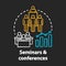 Seminars conferences chalk concept icon. Corporate events idea. Business meetings, trainings. Company presentation