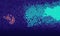 A semitransparent background in dark purple and teal tones, in the style of pixel art, dotted. Generative AI