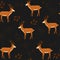 Semless pattern with deer and branches. Forest repeated texture with elegant animals and floral elements. Cartoon style.