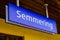 SEMMERING, AUSTRIA, OCTOBER 3, 2015: sign showing name of the railway station in semmering, part of the unesco world