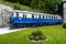 SEMMERING, AUSTRIA, OCTOBER 3, 2015: View of a blue locomotive in front of the main train station in semmering which is